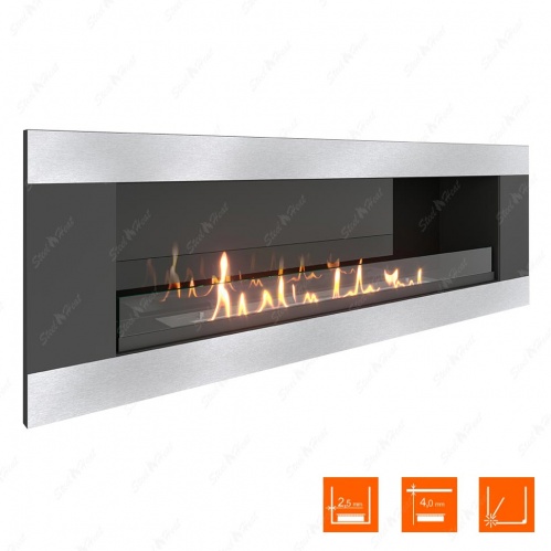 Биокамин SteelHeat LONG-H 1200 стекло + стемалит