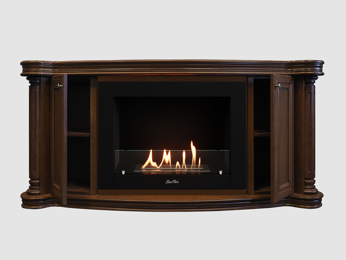 Каминный портал МДФ "Бетховен 1720" с биокамином Lux Fire "Фаер Бокс 2 - 33" (темный орех) по цене 122 100 руб.