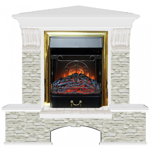 Бостон К Грот однотонный угловой (белый)+Majestic Brass