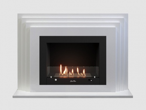 Каминный портал МДФ "Амстердам 1100" с биокамином Lux Fire "Фаер Бокс 3-25.5" (белый)
