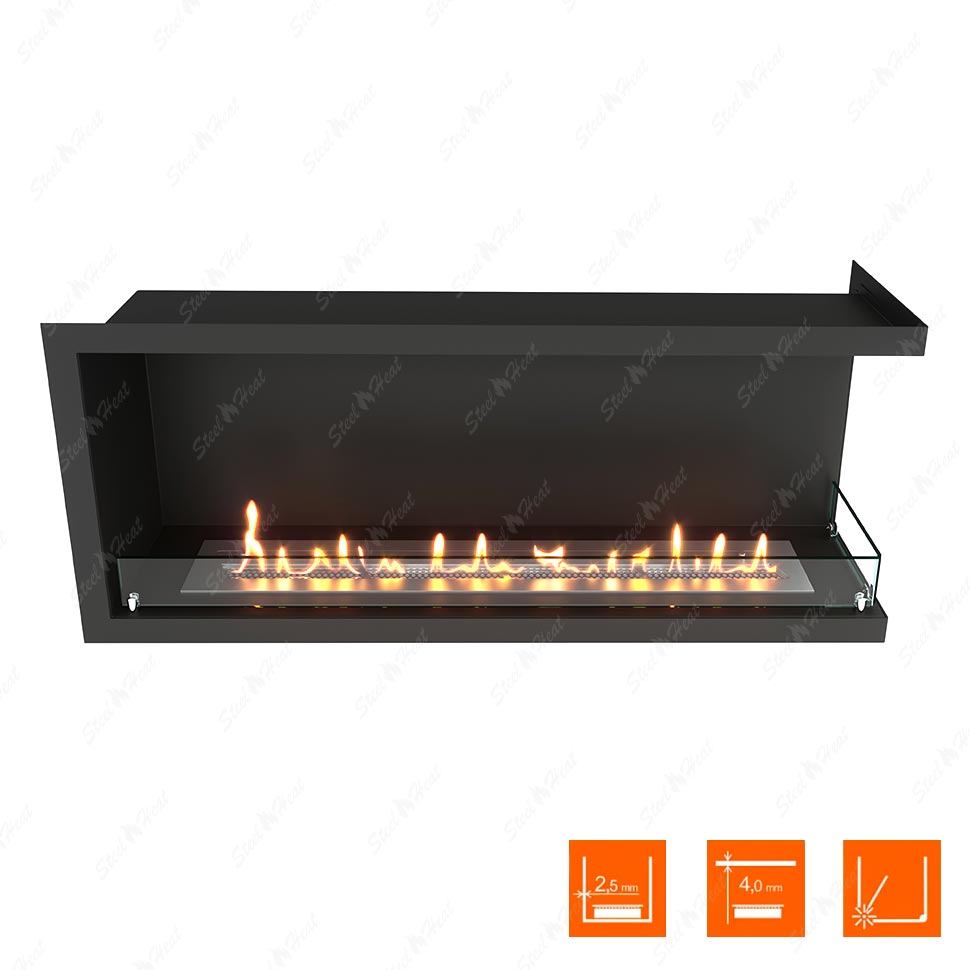 Биокамин угловой SteelHeat Leader 1100 правый стекло по цене 42 012 руб.