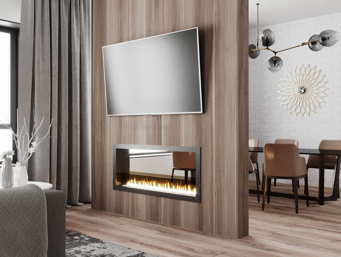 Биокамин "Русский огонь" Честер Сквозной 1200 встраиваемый с защитным стеклом по цене 50 000 руб.