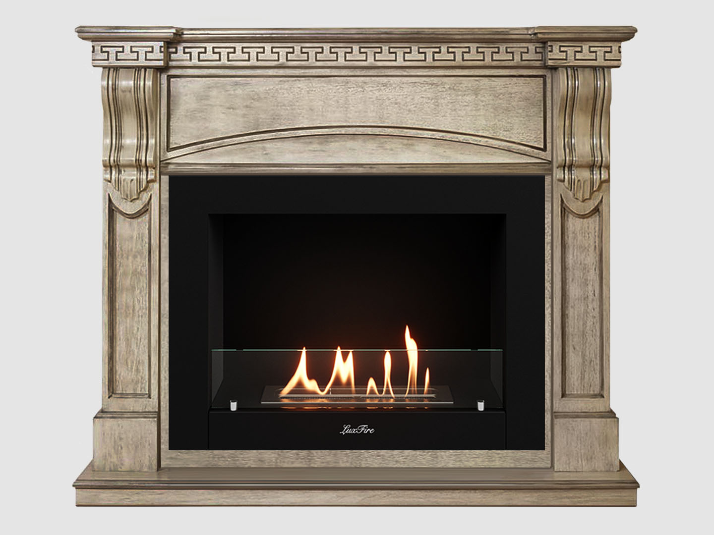 Каминный портал МДФ "Мюнхен 1250" с биокамином Lux Fire "Фаер Бокс 2 - 33" (бежевый) по цене 88 100 руб.