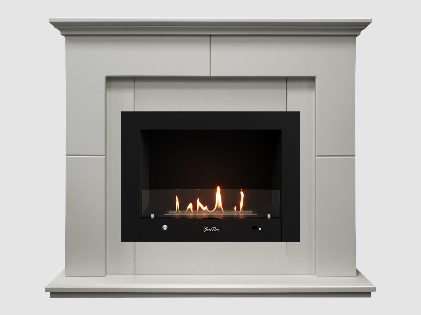 Каминный портал МДФ "Пьер 1100" с биокамином Lux Fire "Фаер Бокс 4-25.5" (белый) по цене 107 900 руб.