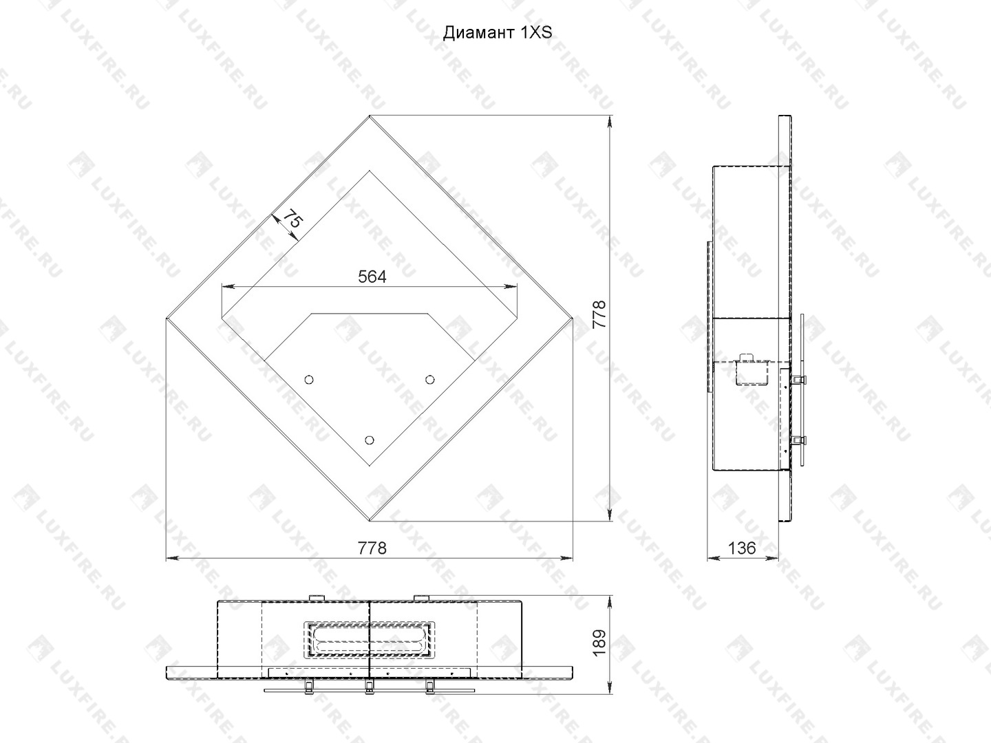 Настенный биокамин Lux Fire "Диамант 1" XS по цене 46 948 руб.