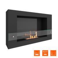 Биокамин SteelHeat WALL LONG 900 LITE черный, стекло, стемалит