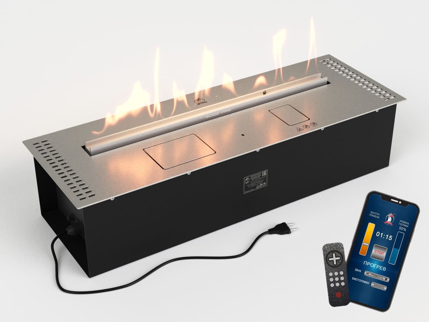 Автоматический биокамин Lux Fire Smart Flame 800 RC INOX по цене 310 970 руб.