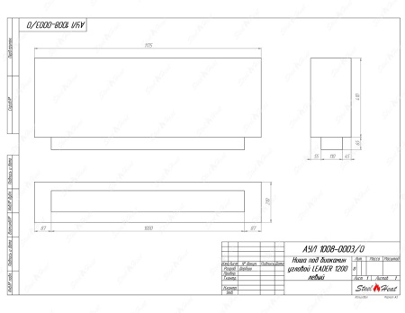 Биокамин угловой SteelHeat Leader 1200 левый стекло + стемалит по цене 57 137 руб.