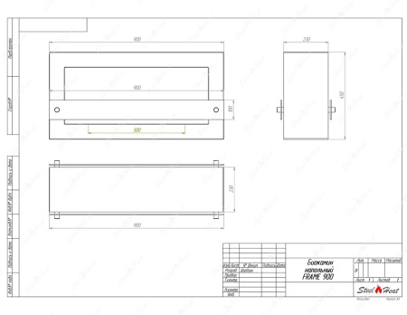 Биокамин напольный SteelHeat FRAME ONE 900 серый (стекло) по цене 44 100 руб.